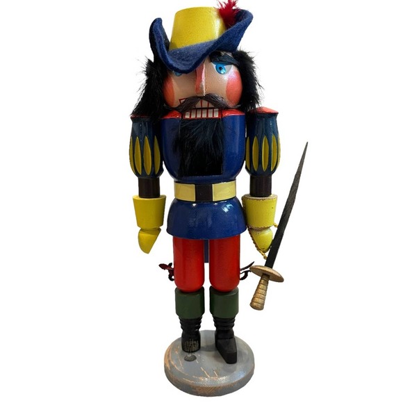 Figurine Fumeur Décorative Noël - Erzgebirge 1985 - Bois Peint Main - 22 Cm - Vintage